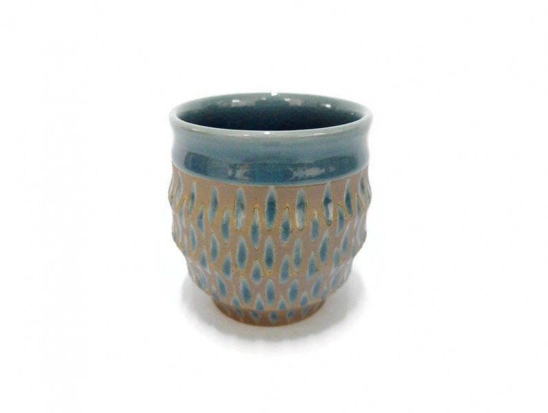 Blue Celadon Tea Cup with Diamond design