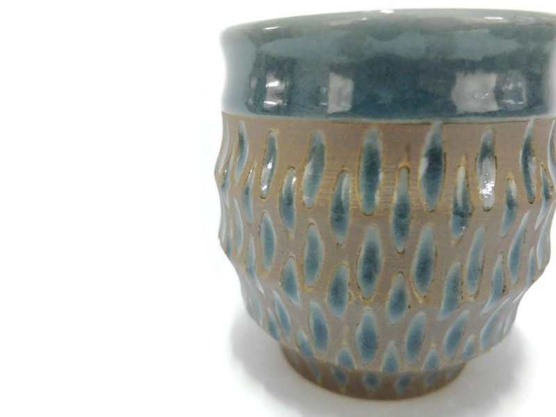 Blue Celadon Tea Cup with Diamond design