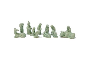 Celadon Nativity set Plain green