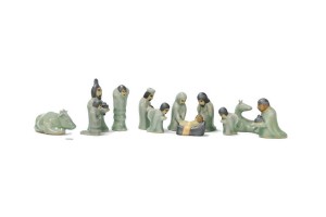 Celadon Nativity set Painted face