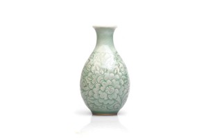 Small Celadon Vase with flower carving