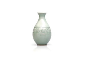 Small Celadon Vase with Elephant carving