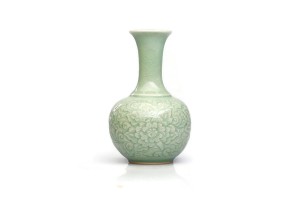 Small Celadon Vase with Flower carving