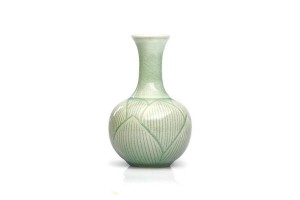 Small Celadon Vase with Lotus carving