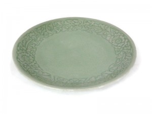 Celadon Side Plate with Flower 