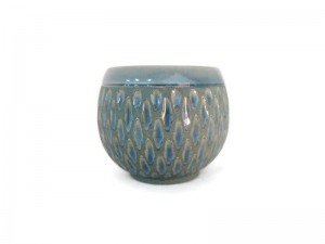 Blue Diamond Celadon Tea Cup with blue design