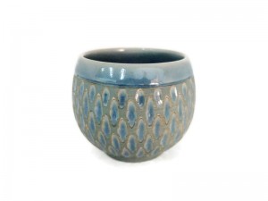 Blue Diamond Celadon Tea Cup with blue design