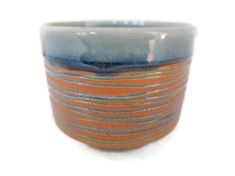 Celadon Tumbler Tea cup with Orange SWIRL DESIGN
