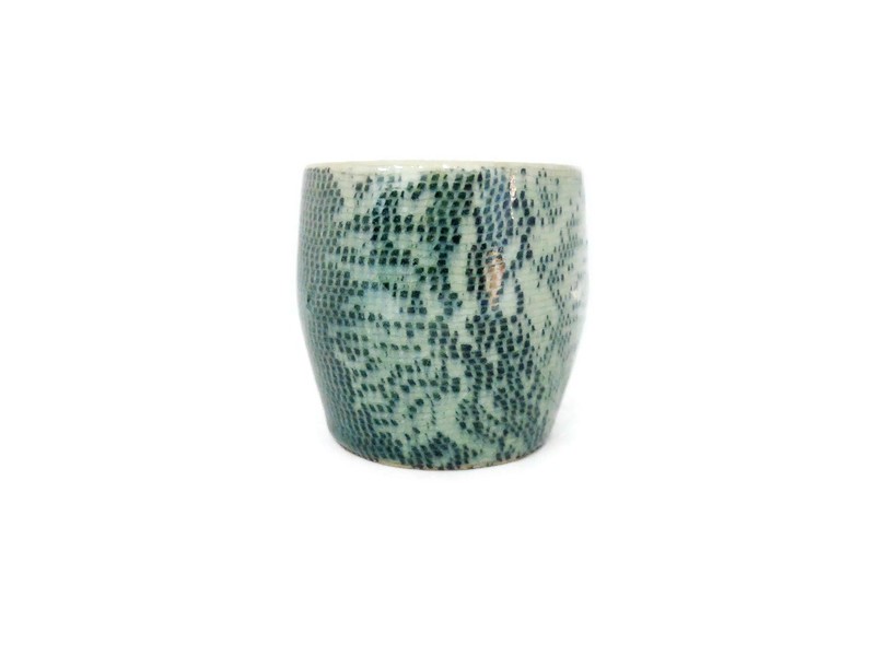 Celadon Tea Cup with Lace Design