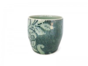 Celadon Tea Cup with Lace Design