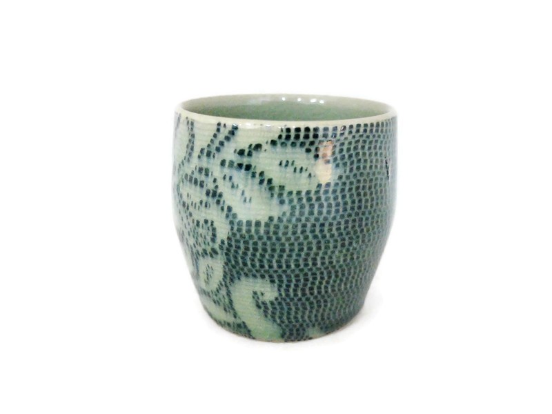 Celadon Tea Cup with Lace Design