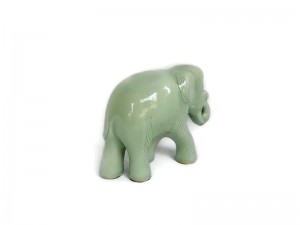 Celadon Elephant Figurine Trunk up