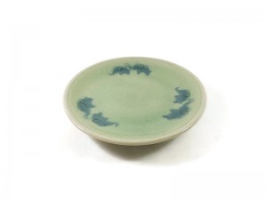 Celadon Bread Plate 7 inches Elephant 2 tone Green glaze.