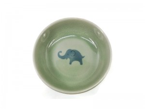 Celadon Soup Bowl Elephant 2 Tone Green Glaze