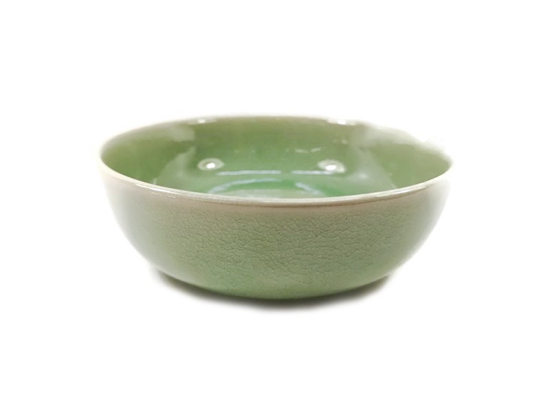 Celadon Soup Bowl Elephant 2 Tone Green Glaze